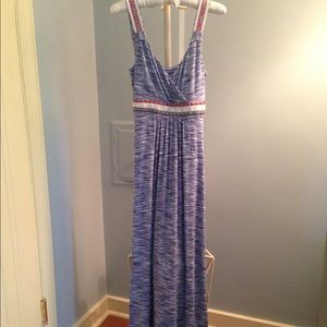 Blue and white maxi dress